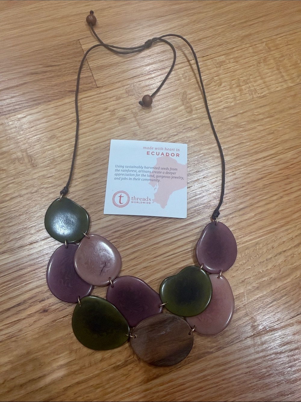 Green and Plum Teardrop Statement Necklace